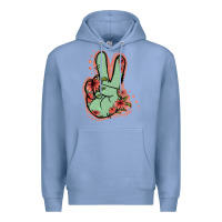 Colony Blue Green Glitter Floral Peace Sign Premium Hoodie - Jasminsmagicworld