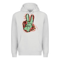 Dove Grey Green Glitter Floral Peace Sign Premium Hoodie - Jasminsmagicworld