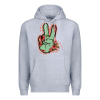 Heather Grey Green Glitter Floral Peace Sign Premium Hoodie - Jasminsmagicworld