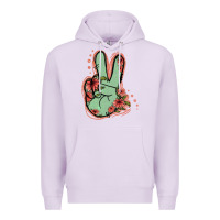 Lilac Green Glitter Floral Peace Sign Premium Hoodie - Jasminsmagicworld
