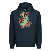 Navy Green Glitter Floral Peace Sign Premium Hoodie - Jasminsmagicworld