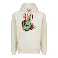 Oatmeal Heather Green Glitter Floral Peace Sign Premium Hoodie - Jasminsmagicworld