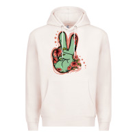 Pale Pink Green Glitter Floral Peace Sign Premium Hoodie - Jasminsmagicworld