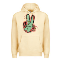 Pina Colada Green Glitter Floral Peace Sign Premium Hoodie - Jasminsmagicworld
