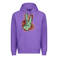 Purple Green Glitter Floral Peace Sign Premium Hoodie - Jasminsmagicworld