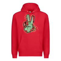 Green Glitter Floral Peace Sign Premium Hoodie | Teevron