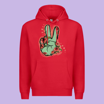 Green Glitter Floral Peace Sign Premium Hoodie Designed By Jasminsmagicworld