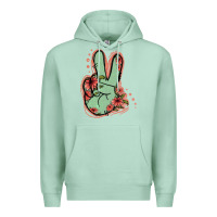 Seafoam Green Glitter Floral Peace Sign Premium Hoodie - Jasminsmagicworld
