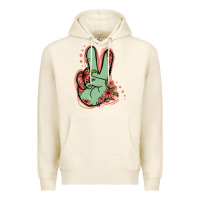 Tofu Green Glitter Floral Peace Sign Premium Hoodie - Jasminsmagicworld