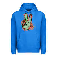 True Royal Green Glitter Floral Peace Sign Premium Hoodie - Jasminsmagicworld
