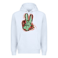 White Green Glitter Floral Peace Sign Premium Hoodie - Jasminsmagicworld