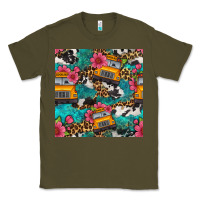 Army Green western school bus seamless pattern Classic Tee - BundleAndBundleShop