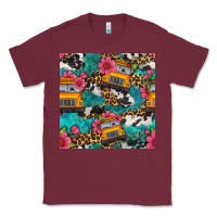 Burgundy western school bus seamless pattern Classic Tee - BundleAndBundleShop