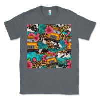 Charcoal Heather western school bus seamless pattern Classic Tee - BundleAndBundleShop