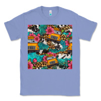 Colony Blue western school bus seamless pattern Classic Tee - BundleAndBundleShop