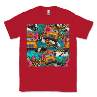 Red western school bus seamless pattern Classic Tee - BundleAndBundleShop