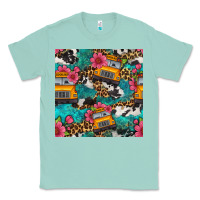 Seafoam western school bus seamless pattern Classic Tee - BundleAndBundleShop