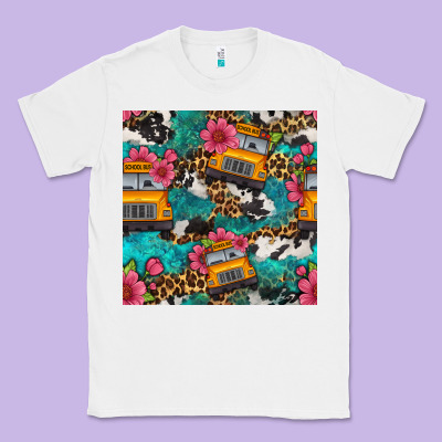 Western School Bus Seamless Pattern Classic Tee Designed By Bundleandbundleshop