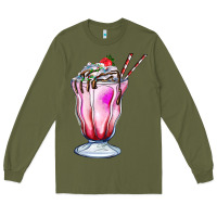 Army Green milkshake Long Sleeve Tee - AdoDesignShop
