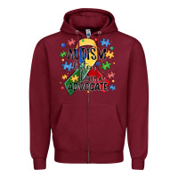 Burgundy autism listen learn advocate Zipper Hoodie - MaliasSmallBusiness