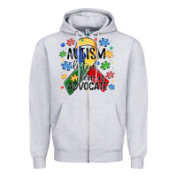 Heather Grey autism listen learn advocate Zipper Hoodie - MaliasSmallBusiness