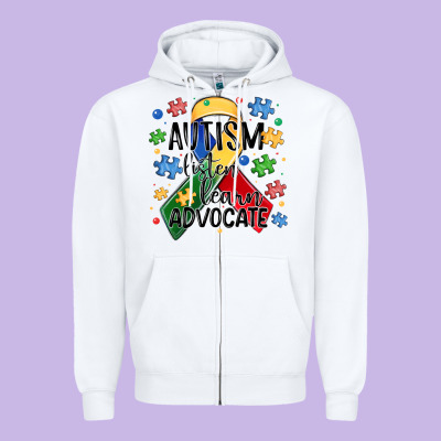 Autism Listen Learn Advocate Zipper Hoodie Designed By Maliassmallbusiness