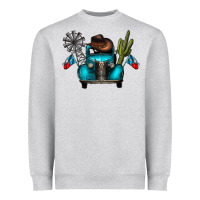 Heather Grey texas truck Heavyweight Sweatshirt - CowhideDigitalArt