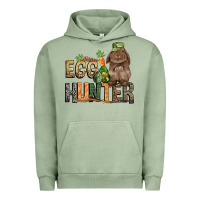 Pigment Oil Green Egg hunter with rabbit Easter Day Urban Hoodie - HowdyJamesFarm