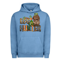 Pigment Pebble Blue Egg hunter with rabbit Easter Day Urban Hoodie - HowdyJamesFarm