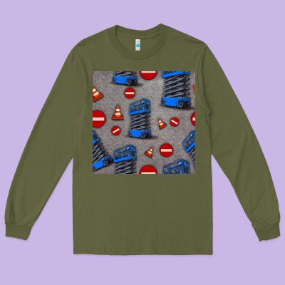 Scissor Lift Seamless Pattern Long Sleeve Tee Designed By Bundleandbundleshop