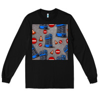 Black scissor lift seamless pattern Long Sleeve Tee - BundleAndBundleShop