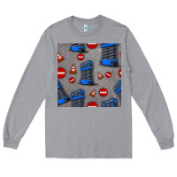Heather Grey scissor lift seamless pattern Long Sleeve Tee - BundleAndBundleShop