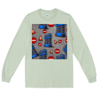 Matcha scissor lift seamless pattern Long Sleeve Tee - BundleAndBundleShop
