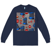 Navy scissor lift seamless pattern Long Sleeve Tee - BundleAndBundleShop