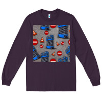 Plum scissor lift seamless pattern Long Sleeve Tee - BundleAndBundleShop
