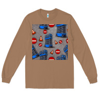 Toasted Coconut scissor lift seamless pattern Long Sleeve Tee - BundleAndBundleShop