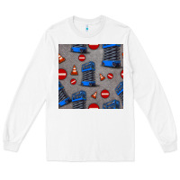 White scissor lift seamless pattern Long Sleeve Tee - BundleAndBundleShop