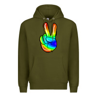 Army Green rainbow peace sign Premium Hoodie - Jasminsmagicworld