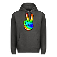 Charcoal Heather rainbow peace sign Premium Hoodie - Jasminsmagicworld