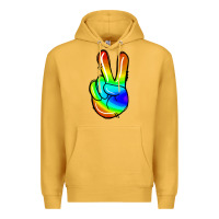 Mustard rainbow peace sign Premium Hoodie - Jasminsmagicworld