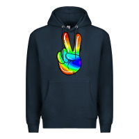 Navy rainbow peace sign Premium Hoodie - Jasminsmagicworld