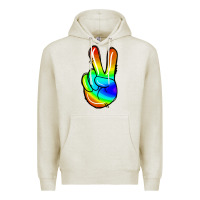 Oatmeal Heather rainbow peace sign Premium Hoodie - Jasminsmagicworld
