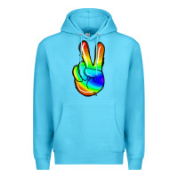 Ocean Blue rainbow peace sign Premium Hoodie - Jasminsmagicworld