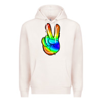 Pale Pink rainbow peace sign Premium Hoodie - Jasminsmagicworld