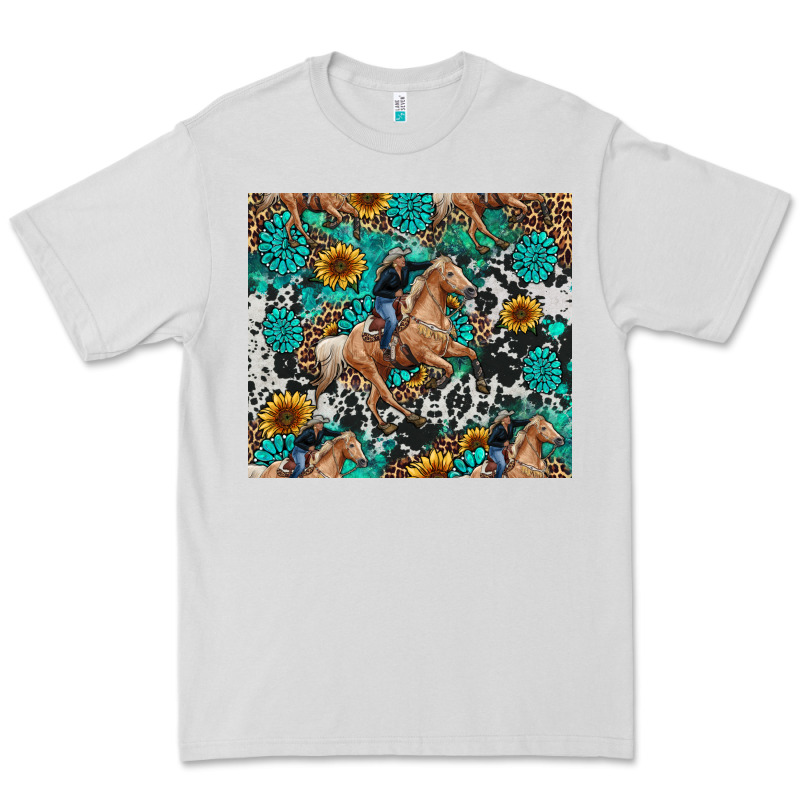 Cowgirl Sunflower Turquoise Premium Tee by RanaPortraitStore | Teevron