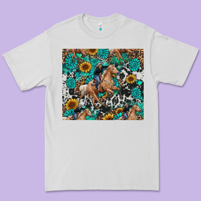Cowgirl Sunflower Turquoise Premium Tee Designed By Ranaportraitstore
