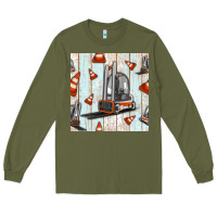 Army Green forklift seamless pattern Long Sleeve Tee - BundleAndBundleShop