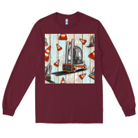 Burgundy forklift seamless pattern Long Sleeve Tee - BundleAndBundleShop