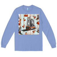 Colony Blue forklift seamless pattern Long Sleeve Tee - BundleAndBundleShop