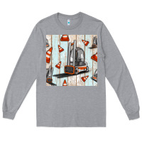 Heather Grey forklift seamless pattern Long Sleeve Tee - BundleAndBundleShop